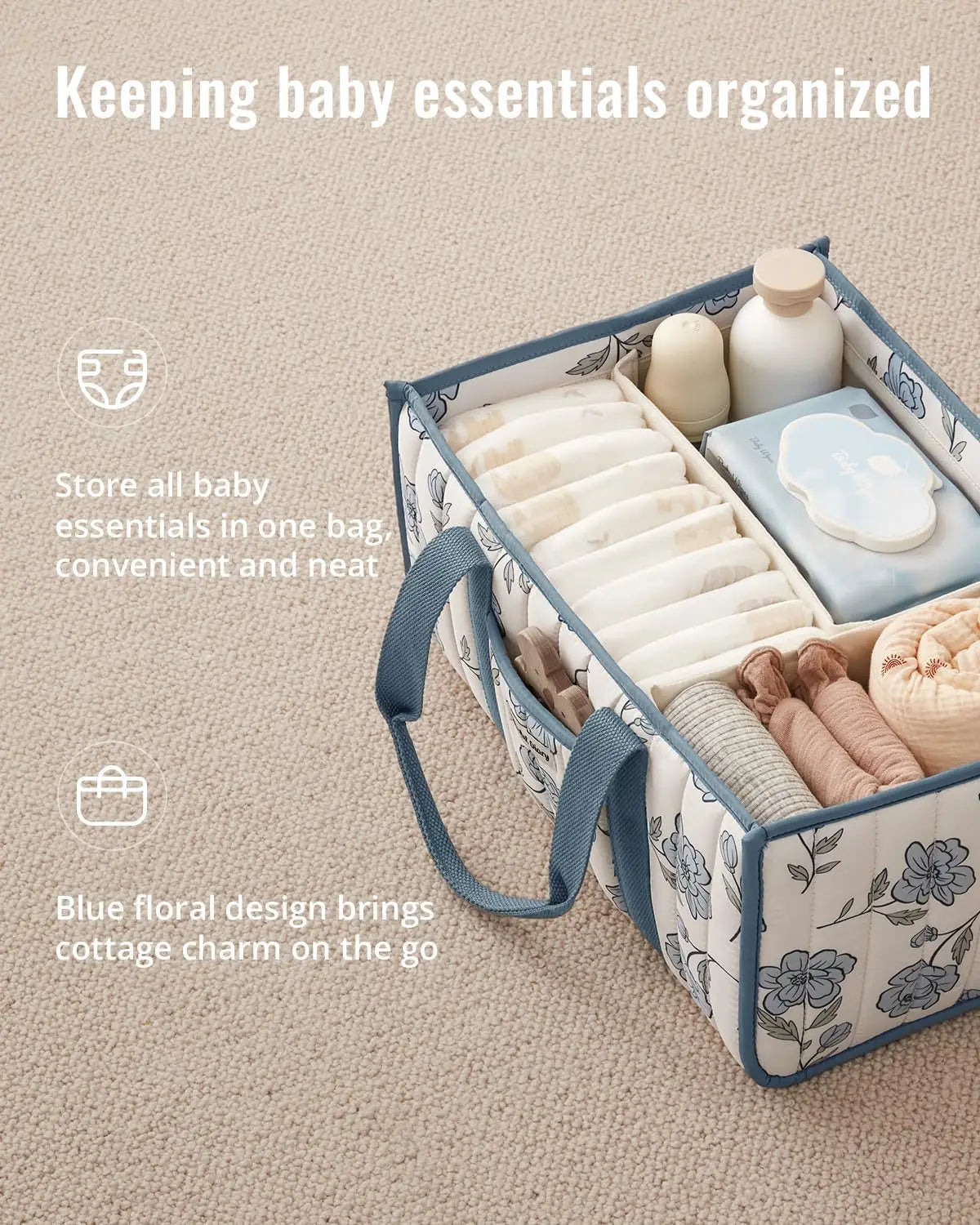 Floral Nursery Diaper Caddy