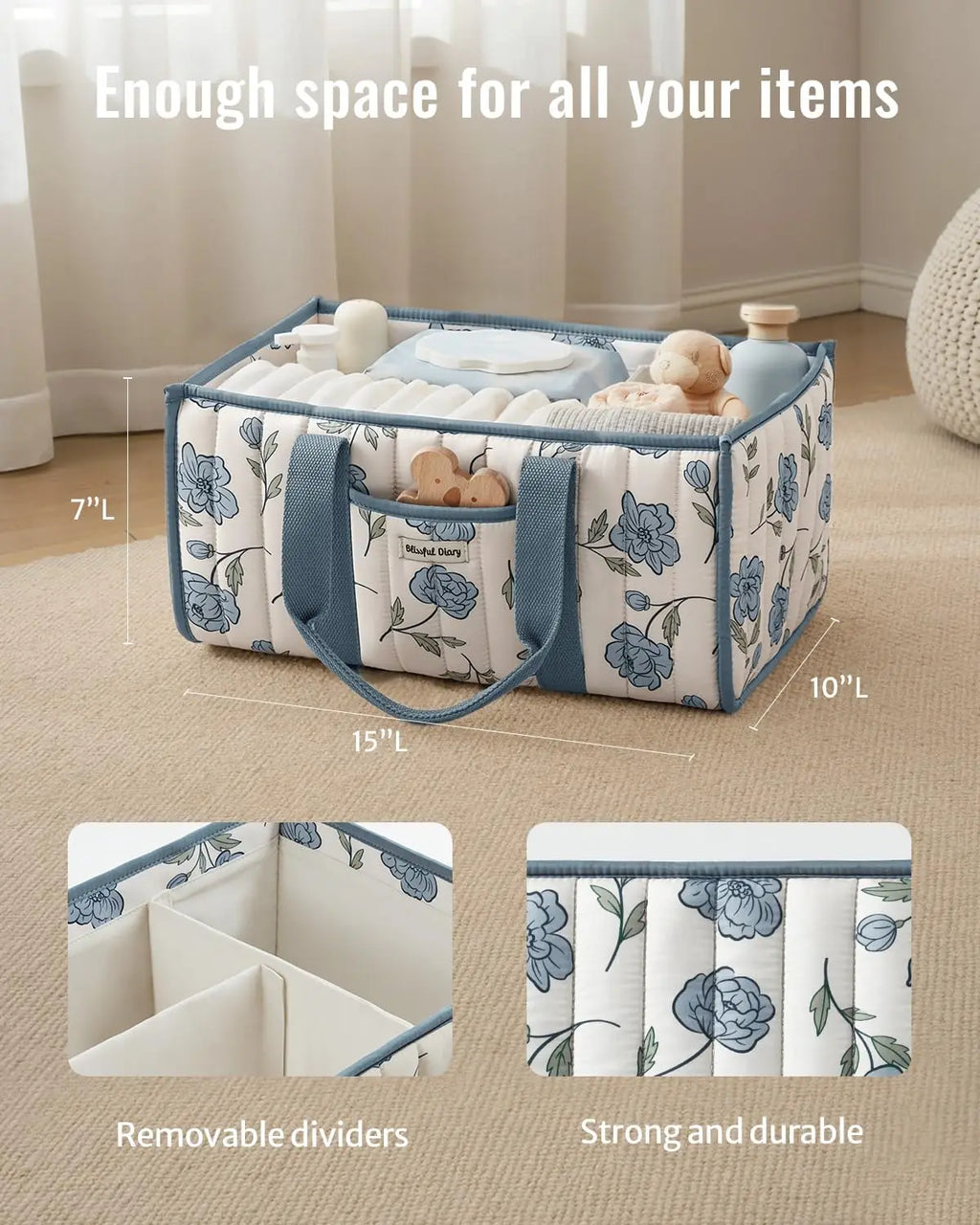 Floral Nursery Diaper Caddy